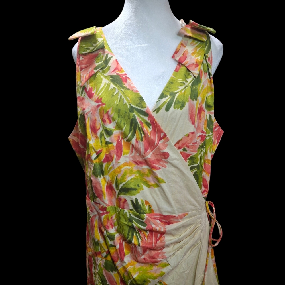 Gibson Latimer Wrap Midi Floral Dress Ruffled Tiered High Low Hem Women Size XXL - Picture 8 of 16